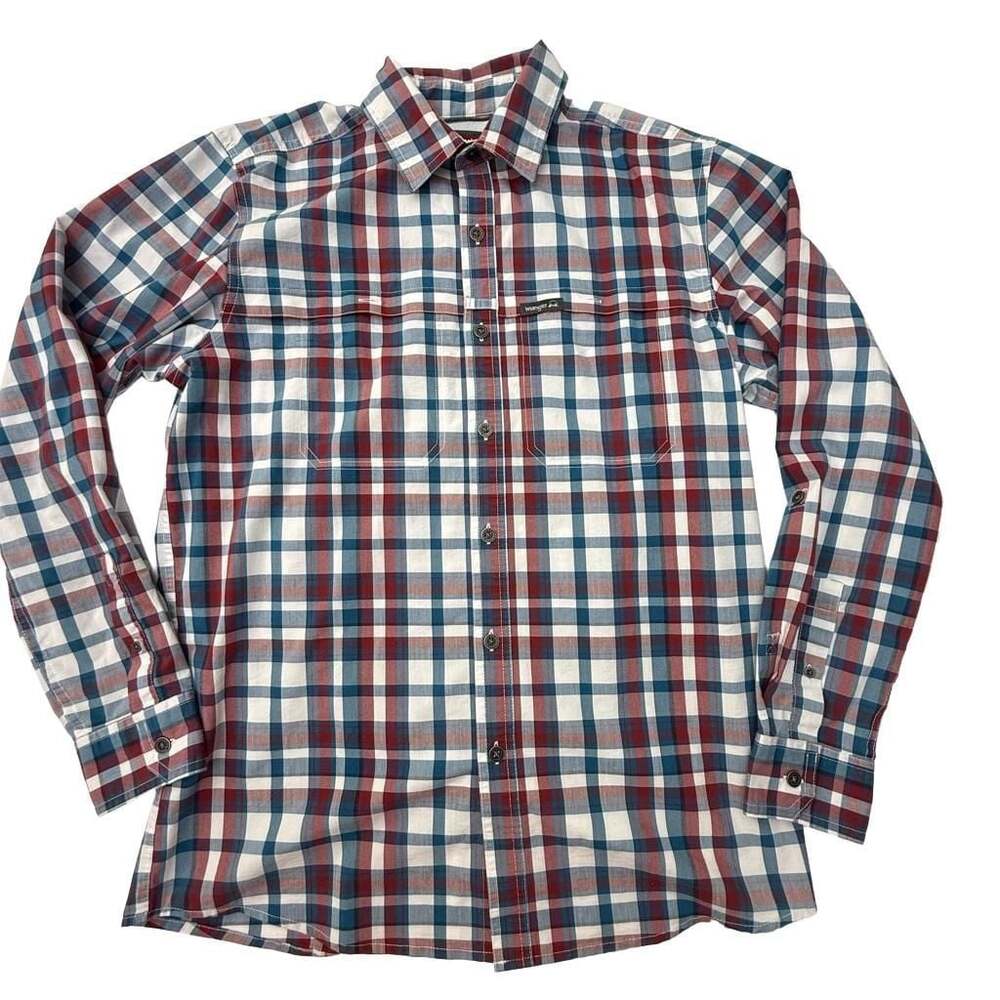 Wrangler Men's Regular Fit Long Sleeve Plaid Utility Camp Shirt Size M
